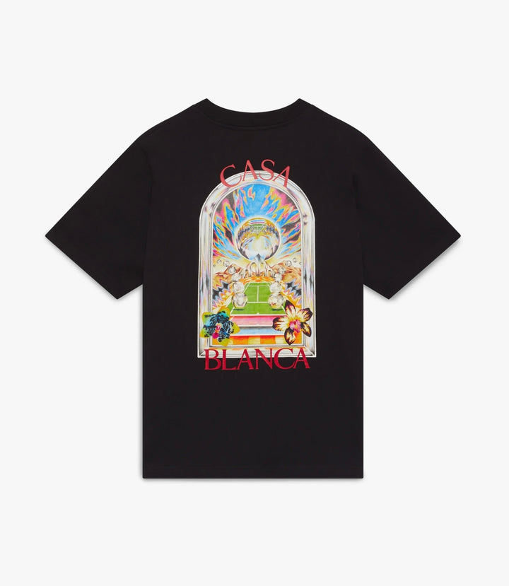 CASABLANCA TENNIS LANDSCAPE BLACK T-SHIRT