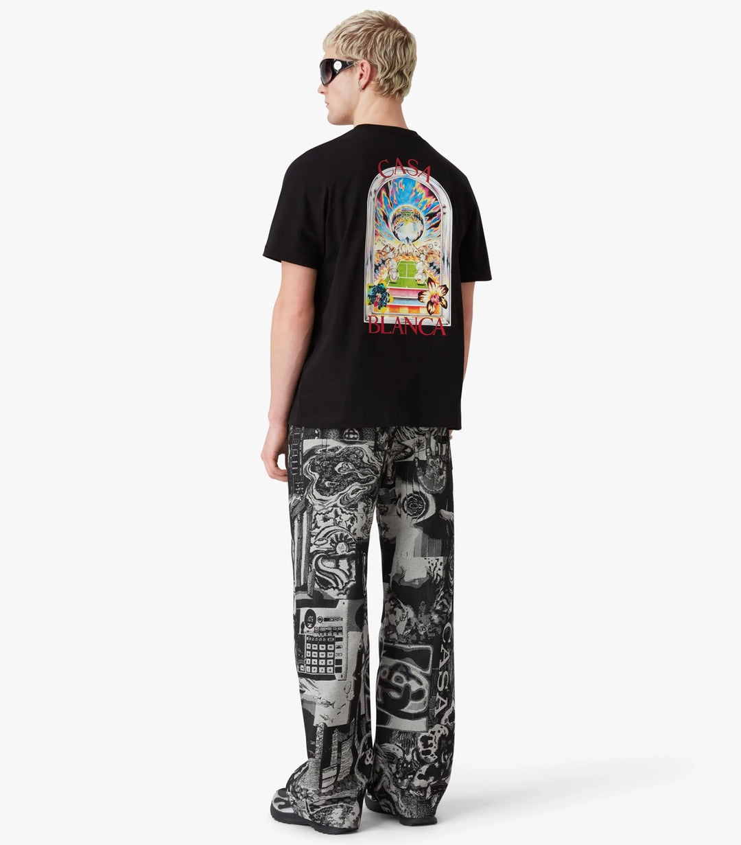 CASABLANCA TENNIS LANDSCAPE BLACK T-SHIRT