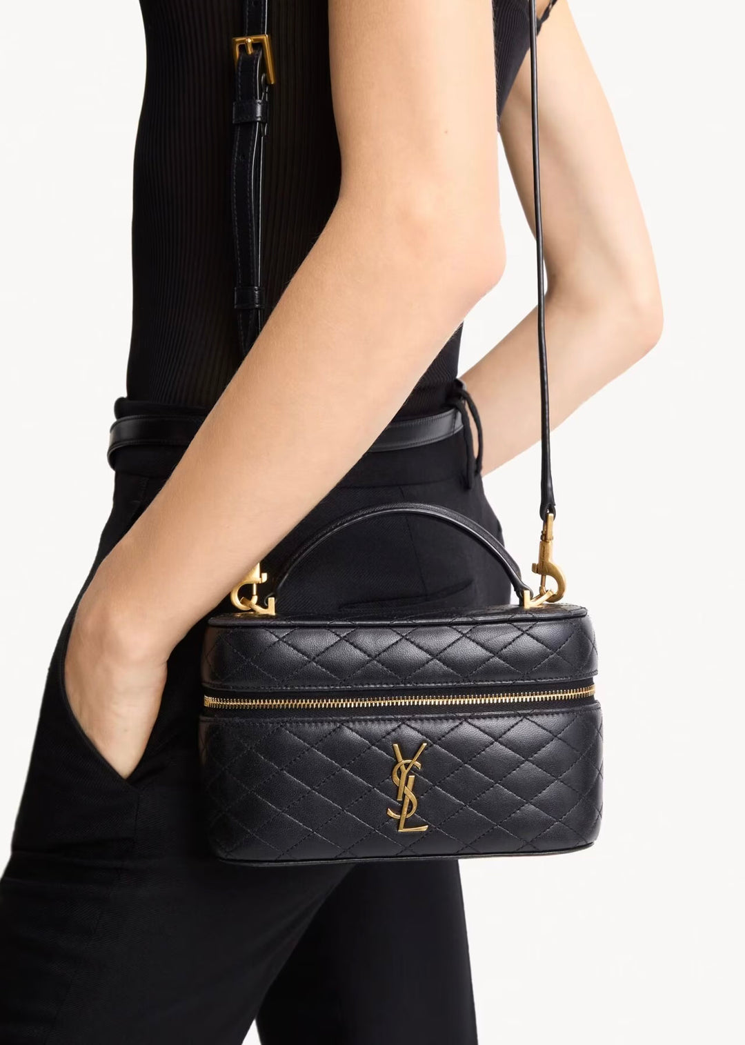 YSL GABY VANITY BLACK BAG IN LAMBSKIN