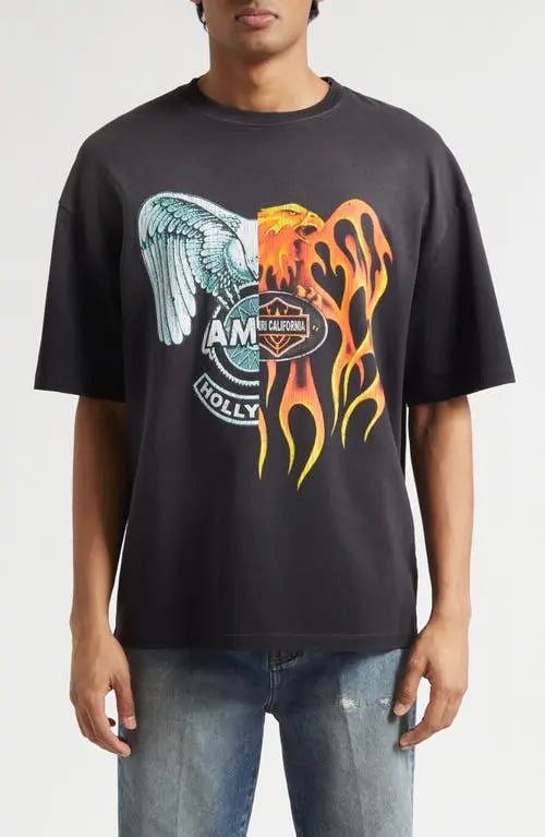 AMIRI GRAPHIC PRINT BLACK T-SHIRT