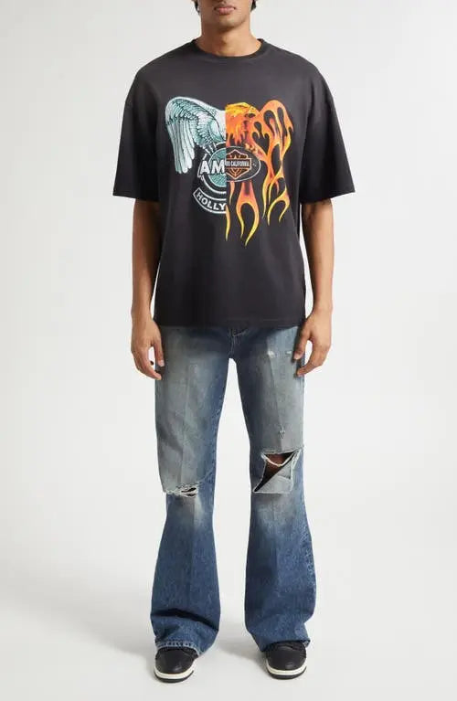 AMIRI GRAPHIC PRINT BLACK T-SHIRT