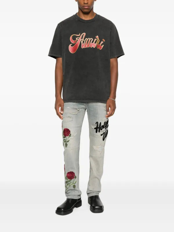 AMIRI RED PRINTED T-SHIRT