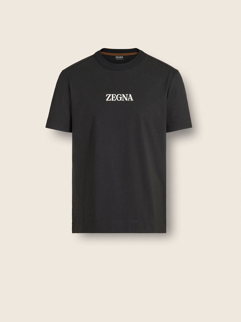 ZEGNA BLACK PRINTED T-SHIRT