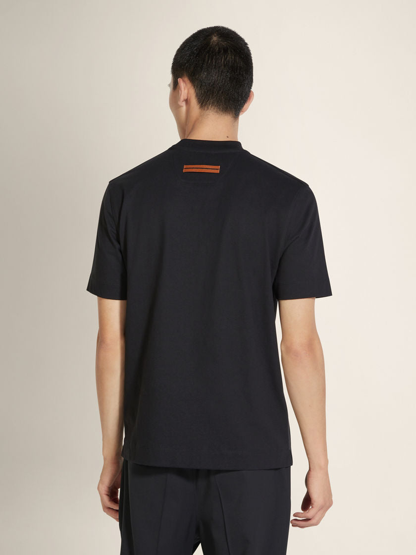 ZEGNA BLACK PRINTED T-SHIRT