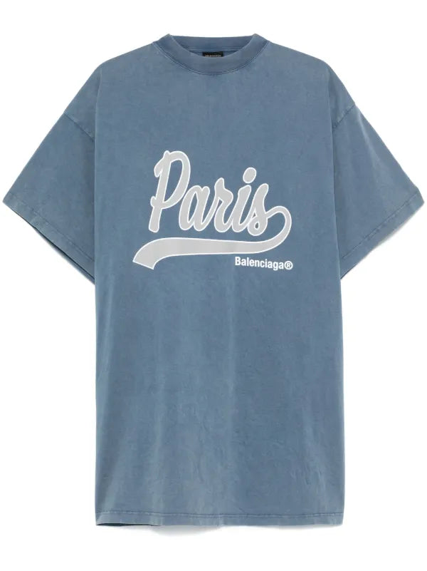 BALENCIAGA WASHED BLUE T-SHIRT