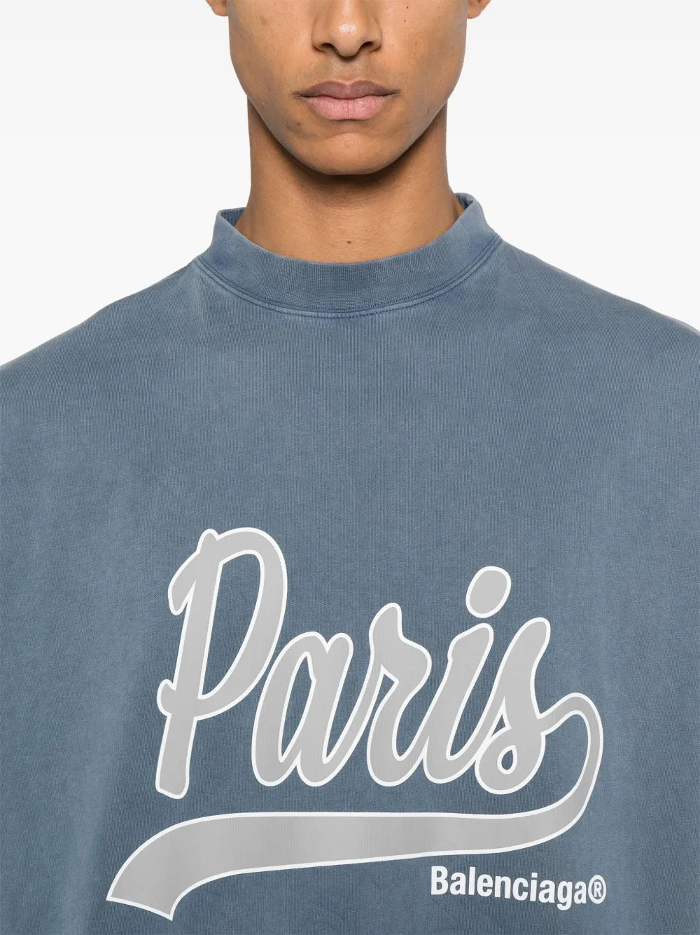 BALENCIAGA WASHED BLUE T-SHIRT