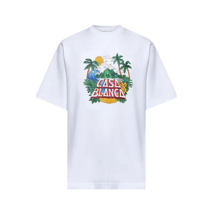 CASABLANCA TROPICAL WHITE T-SHIRT