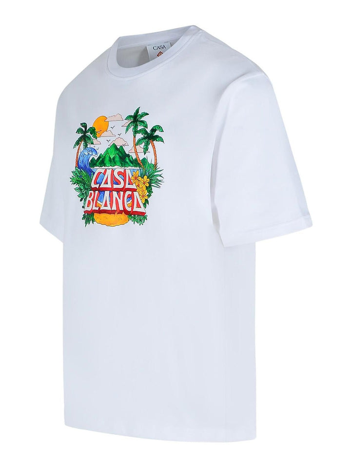 CASABLANCA TROPICAL WHITE T-SHIRT