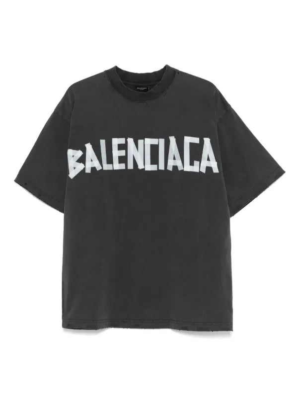 BALENCIAGA WHITE PRINT BLACK T-SHIRT