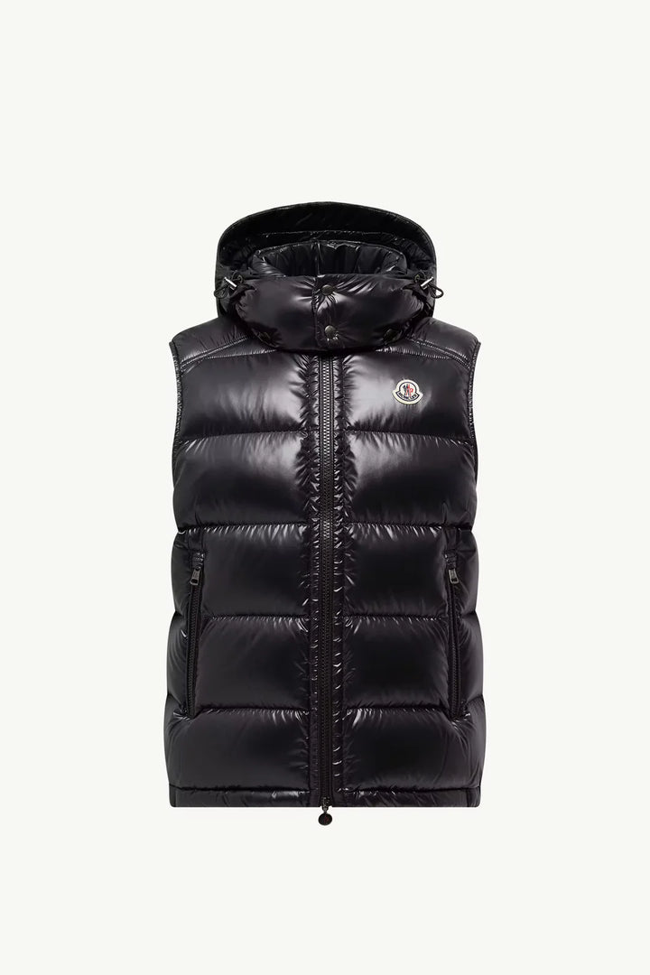 MONCLER WOMEN BLACK VEST HOODED